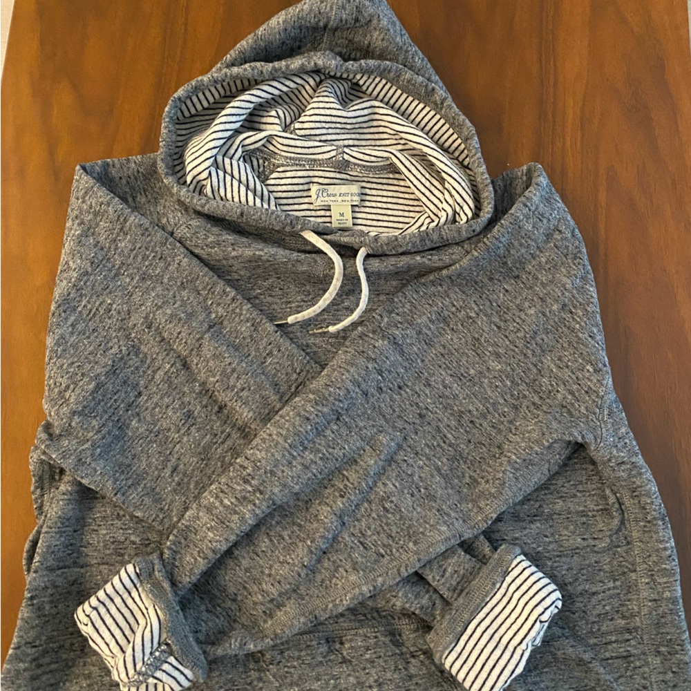 J. Crew Grey Hoodie with Striped Lining